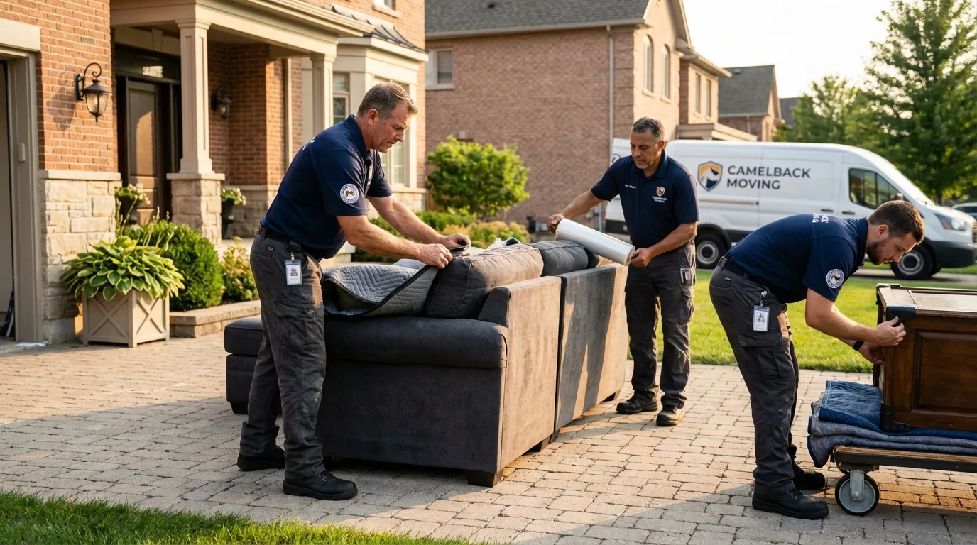 Large estate moving crew wrapping furniture in Malone, NY